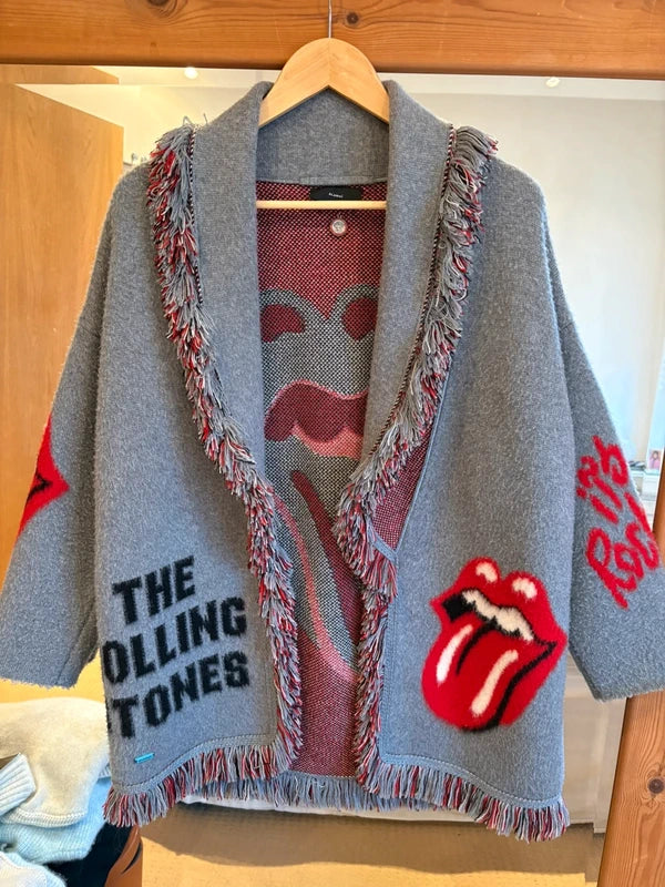 Stonecrest Grey Wool Fringe Cardigan